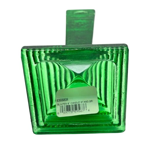 Green Glass 9" Pyramid-Style Candle Holder Stand - Picture 6 of 7